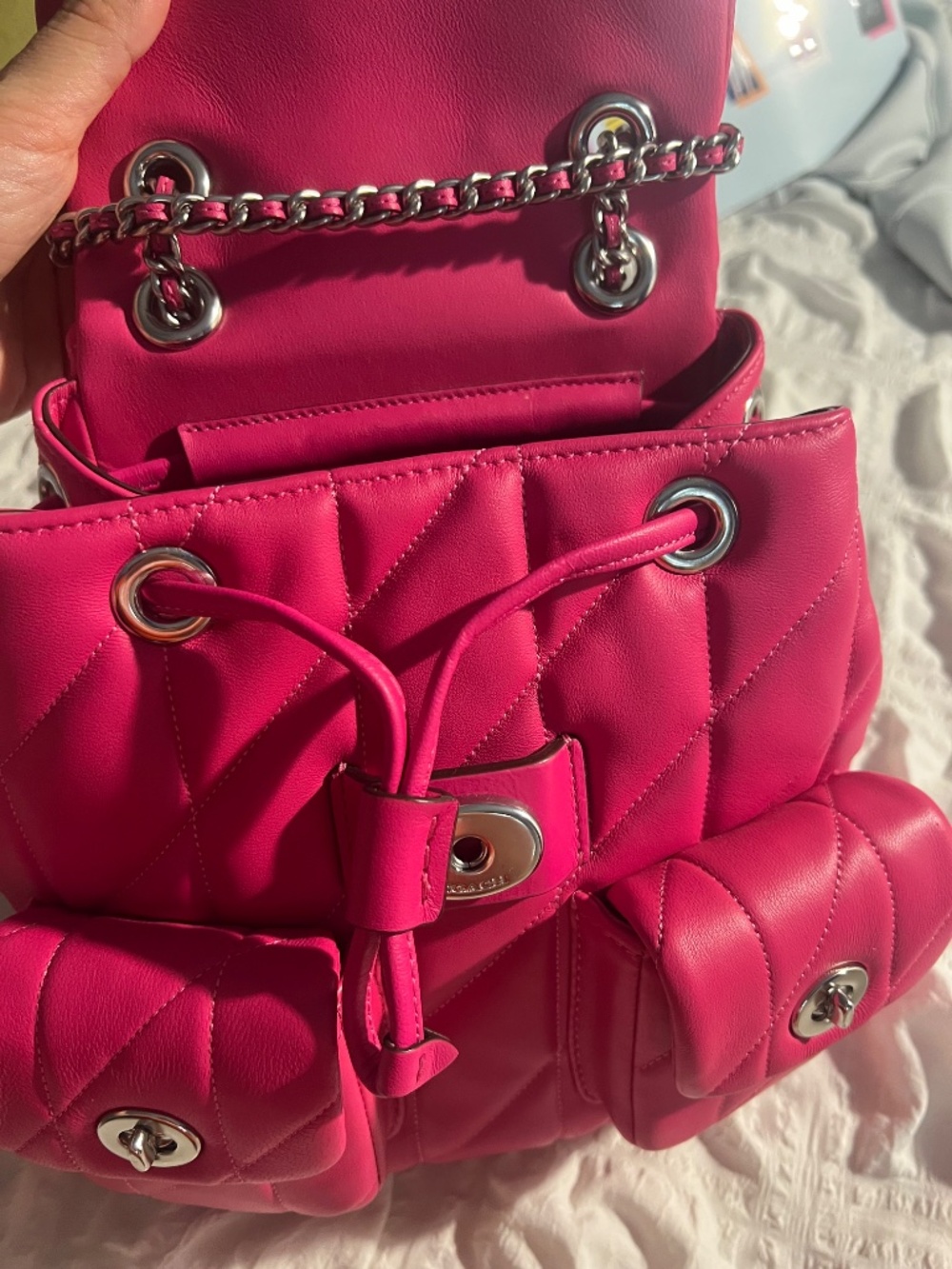 Pink Coach leather backpack - Picture 2 of 5
